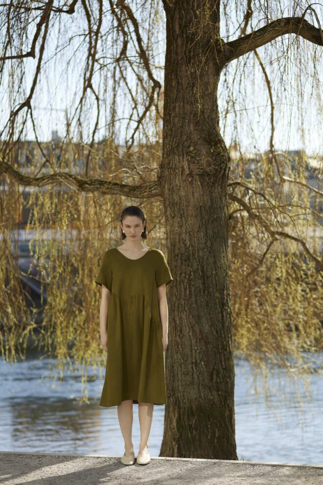 WAVE DRESS MIDI | OLIVE - Image 2
